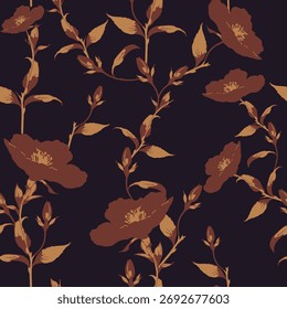 Floral Seamless Pattern. Flowers Print Design. Flowers Textile Wallpaper. Vector Floral Illustration for Fabric, Textile, Prints. Not AI