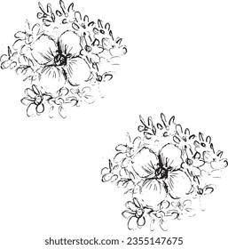Patrón floral sin soldadura Flores rosas, peonías, hidrangea. Gráficos hechos a mano. Blanco negro. Estilo victoriano. Ilustración vectorial. Textiles, papel, decoración de papel pintado. Fondo vintage. Tapa de flor