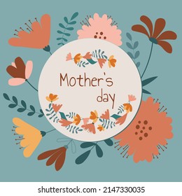 Floral sin fisuras con flores y ramo de verano de primavera para la tarjeta de la madre con espacio de texto. Diseño de vector romántico botánico para papel e invitación