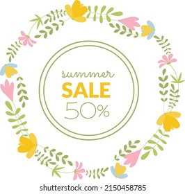 Blumennahtloses Muster mit Blumen und Sommerbuquet für den Verkauf Marketing-Kampagne. Botanisches romantisches Vektordesign für Social Media und Einkaufskarten