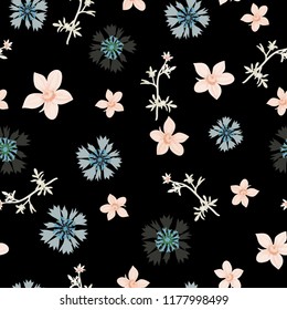 Floral seamless pattern flowers, vector background illustration.