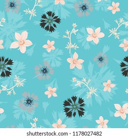 Floral seamless pattern flowers, vector background illustration.