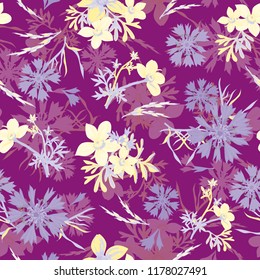 Floral seamless pattern flowers, vector background illustration.