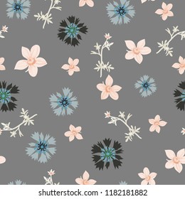 Floral seamless pattern flowers, vector background illustration.