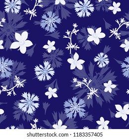 Floral seamless pattern flowers, vector background illustration.