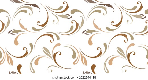 Floral seamless pattern. Flowery background for fabric, paper, wrapping and wallpapers. Beige on white.