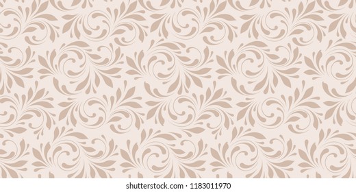 Floral seamless pattern. Flowery background for fabric, paper, wrapping and wallpapers. Beige color.