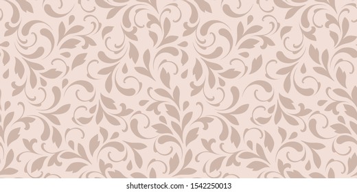 Floral seamless pattern. Flowery background for fabric, paper, wrapping and wallpapers. Beige color.