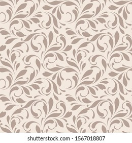 Floral seamless pattern. Flowery background for fabric, paper, wrapping and wallpapers. Beige color.