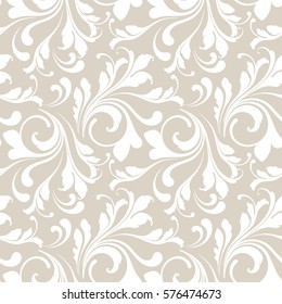 Floral seamless pattern. Flowery tile for fabric and paper. Fashionable design for textiles, papers and Wallpapers. Beige color. 