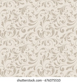 Floral seamless pattern. Flowery tile for fabric and paper. Fashionable design for textiles, papers and Wallpapers. Beige color.