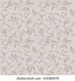 Floral seamless pattern. Flowery tile for fabric and paper. Fashionable design for textiles, papers and wallpapers. Beige color.