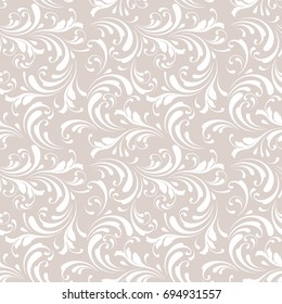 Floral seamless pattern. Flowery tile for fabric and paper. Fashionable design for textiles, papers and Wallpapers. Beige color. 