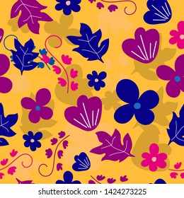 Floral seamless pattern. Foliage seamless pattern design with pastel color. Tropical leaves pattern background