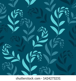 Floral seamless pattern. Foliage seamless pattern design with pastel color. Tropical leaves pattern background