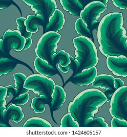 Floral seamless pattern. Foliage seamless pattern design with pastel color. Tropical leaves pattern background