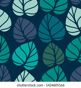 Floral seamless pattern. Foliage seamless pattern design with pastel color. Tropical leaves pattern background