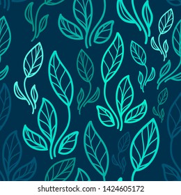 Floral seamless pattern. Foliage seamless pattern design with pastel color. Tropical leaves pattern background