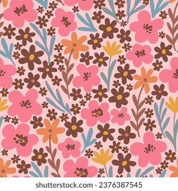 Patrón floral sin fisuras al estilo folk boho. Impresión Ditsy para textil, moda y diseño. Ilustración del vector