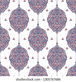 Floral seamless pattern. Folk ornament vector, vintage elements. Traditional, Turkish, Indian motifs. Great for fabric and textile, wallpaper, packaging or any desired idea.