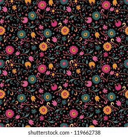 floral seamless pattern in folkloric style