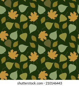 Floral seamless pattern with forest leaves