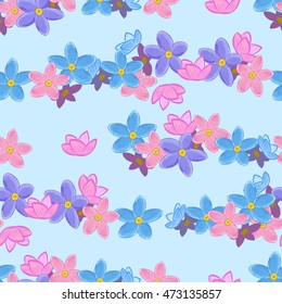 Floral seamless pattern with forget-me-not flowers. Digital paper