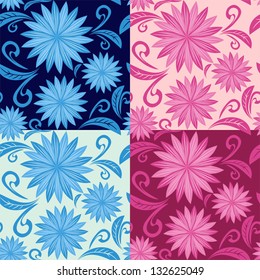 Floral seamless pattern in four variants