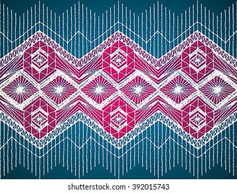 Floral seamless pattern with a fringe border knitted or woven macrame in boho style 