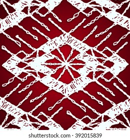 Floral seamless pattern with a fringe border knitted or woven macrame in boho style 