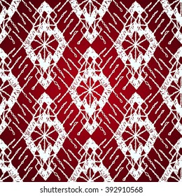 Floral seamless pattern with a fringe border knitted or woven macrame in boho style