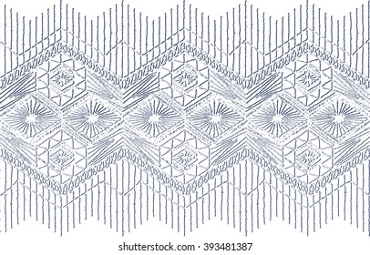 Floral seamless pattern with a fringe border knitted or woven macrame in boho style