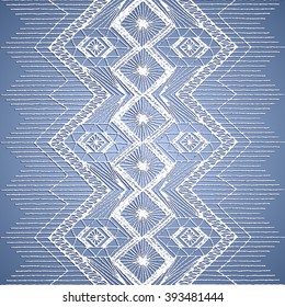 Floral seamless pattern with a fringe border knitted or woven macrame in boho style