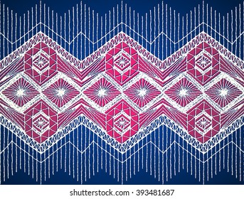 Floral seamless pattern with a fringe border knitted or woven macrame in boho style