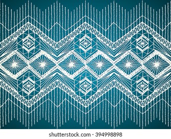 Floral seamless pattern with a fringe border knitted or woven macrame in boho style