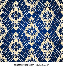 Floral seamless pattern with a fringe border knitted or woven macrame in boho style