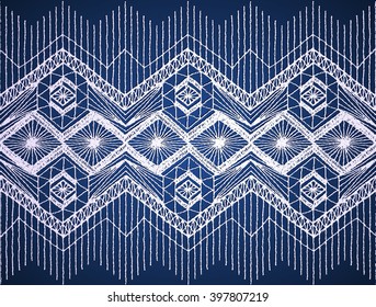 Floral seamless pattern with a fringe border knitted or woven macrame in boho style
