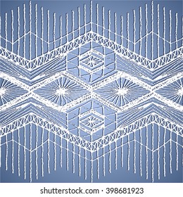 Floral seamless pattern with a fringe border knitted or woven macrame in boho style