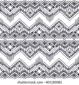 Floral seamless pattern with a fringe border knitted or woven macrame in boho style