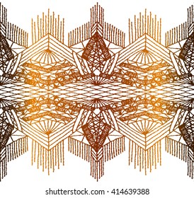 Floral seamless pattern with a fringe border knitted or woven macrame in boho style