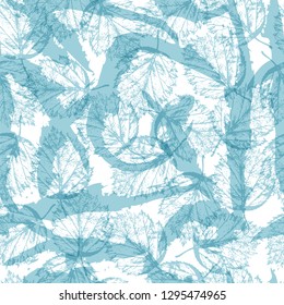 Floral seamless pattern with frozen leafs.