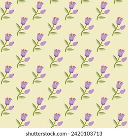 Floral seamless pattern with geometric colorful tulip flowers. Design For fabric, textiles, clothing, wrapping paper, cover, banner, wall decor, abstract backgrounds. vector illustration