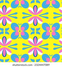 Floral seamless pattern. Geometric flowers background, wallpaper. Vector illustration.