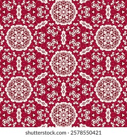 floral seamless pattern , geometric seamless pattern, pink color , royal color tone.