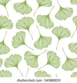 Floral seamless pattern with ginkgo leaves. Vector illustration.