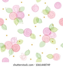 Floral seamless pattern with glitter polka dots.