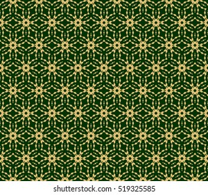 floral seamless pattern. Gold on green. Vector. for holiday card, wedding invitation