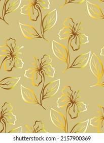 floral seamless pattern with golden effect 