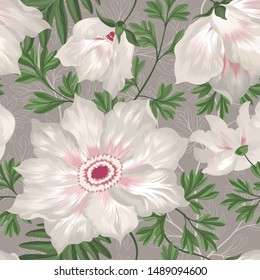 Floral seamless pattern. Graden flower bouquet background. 