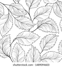 Floral seamless pattern. Graden leaves tile drawn background.